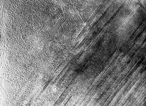 Elektronenmicroscoopbeeld van atomen